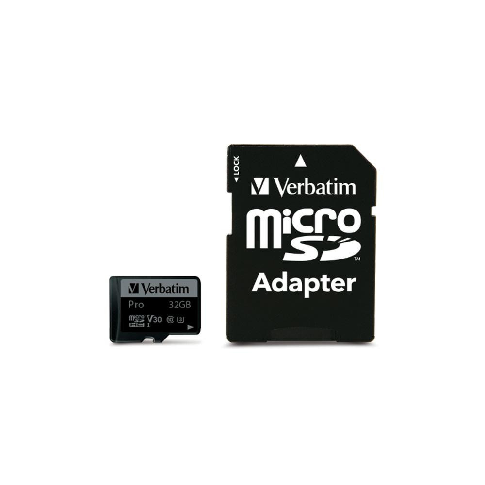 Verbatim Karta microSD 32GB + adapterPro U3 czarny/black 47041