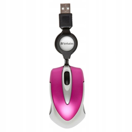 Mysz optyczna Verbatim Go Mini USB-A 1000 dpi różowa