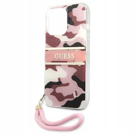 Guess moro paskiem Camo Strap — etui do iPhone 13 Pro, różowe