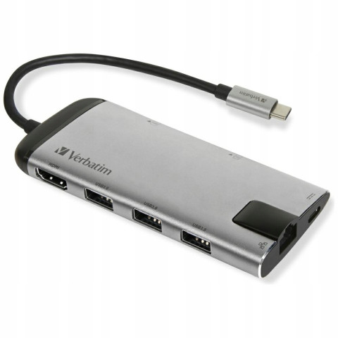 Adapter hub USB-C 3x USB-A HDMI SD microSD aluminiowy 3 0 3xUSB Verbat
