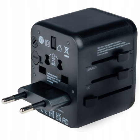 Adapter podróżny do EU UK US Verbatim 2x USB-A czarny