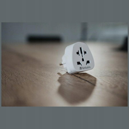 Adapter podróżny do gniazd EU UK US Verbatim biały wtyczka podróżna