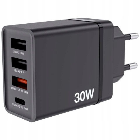 Ładowarka sieciowa 30W USB-C PD czarna Quick Charge Verbatim