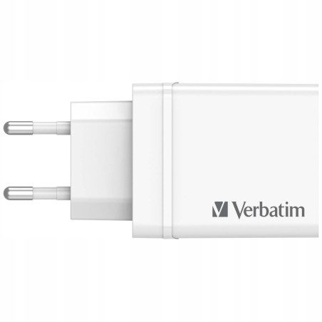 Ładowarka sieciowa 30W Verbatim USB-C USB-A PD Quick Charge 3.0 biała