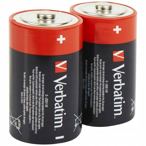Verbatim Bateria alkaliczna D LR20 2szt czarny/black 49923