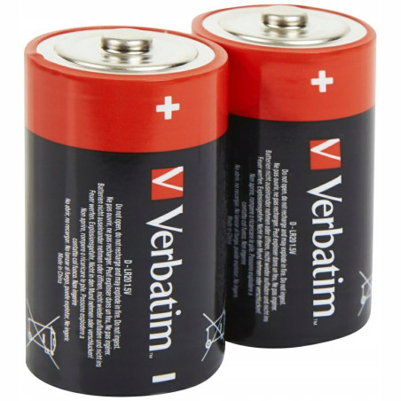 Verbatim Bateria alkaliczna D LR20 2szt czarny/black 49923