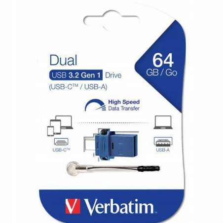 Pendrive 64GB USB-C/USB-A Verbatim czarny tworzywo sztuczne