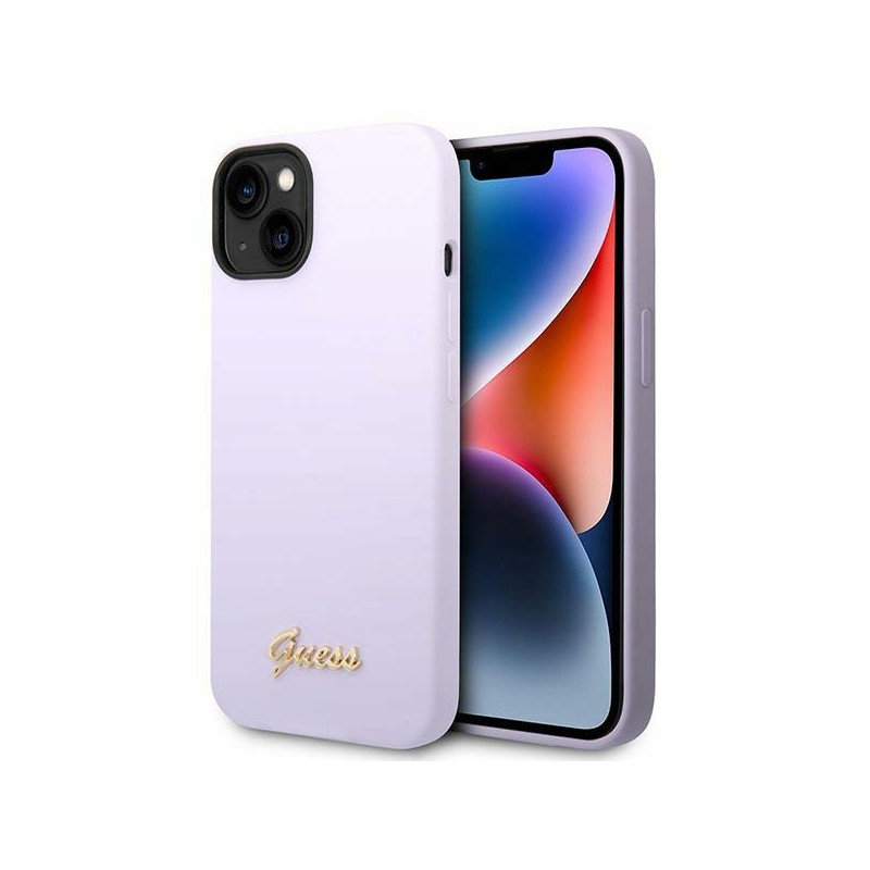 Guess Vintage hard — etui do iPhone 14 Plus, fioletowe