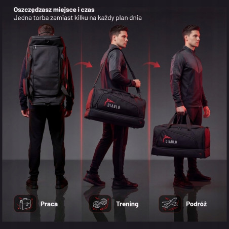 Torba sportowa czarna podwójne dno Diablo Chairs