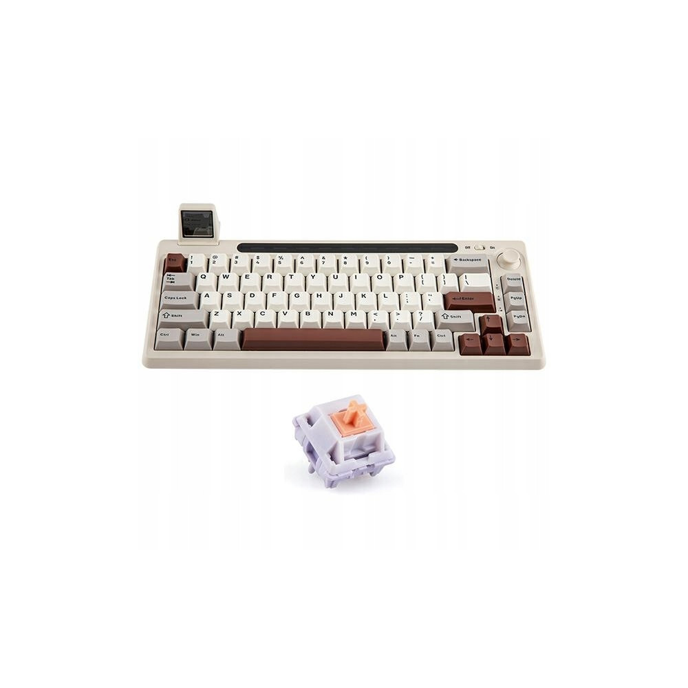 Klawiatura mechaniczna Epomaker RT65 Bluetooth szaro-biała Wisteria