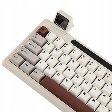 Klawiatura mechaniczna Epomaker RT65 Bluetooth szaro-biała Wisteria