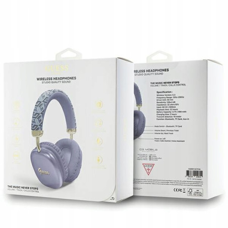 Guess słuchawki nauszne BluetoothGUBHK1GCTCSU fioletowy/purple Gcube M