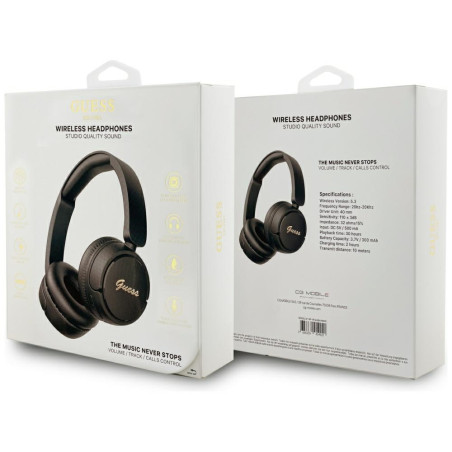 Słuchawki nauszne Guess Bluetooth 5.3 Metal Logo Script czarny