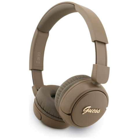 Słuchawki nauszne Guess Bluetooth 5.3 Metal Logo Script brązowy