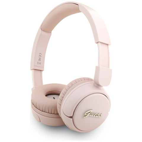 Słuchawki nauszne Guess Bluetooth 5.3 Metal Logo Script różowy