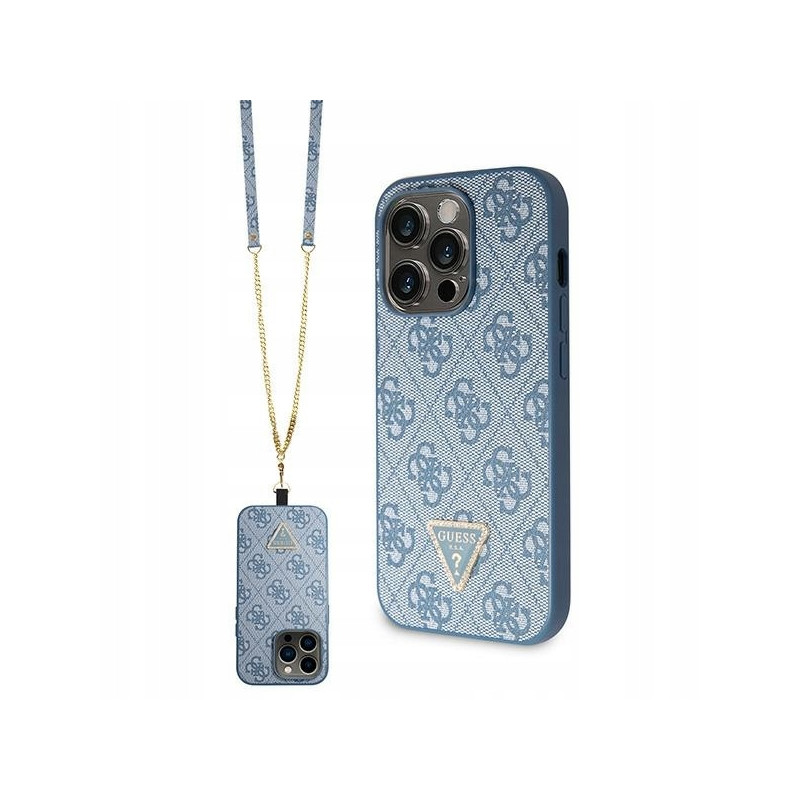 Guess Crossbody 4G Metal Logo — etui do iPhone 15 Pro, niebieskie