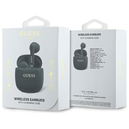 Guess słuchawki Bluetooth GUTWSJ14ESGKTWS + stacja dokująca czarny/bla