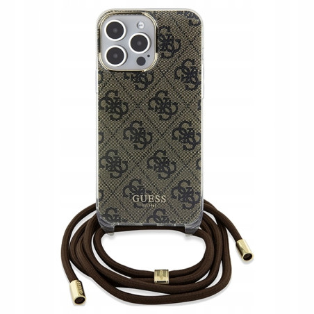 Guess Crossbody Cord 4G Print — etui do iPhone 15 Pro Max, brązowe