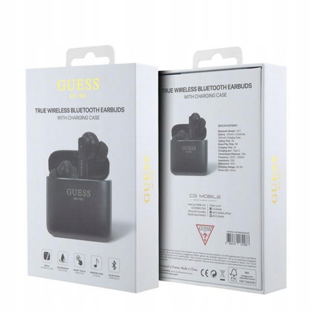 Guess słuchawki Bluetooth GUTWSSU20ALEGKTWS + stacja dokująca czarny/b