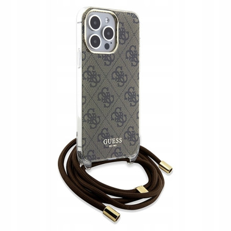 Guess Crossbody Cord 4G Print — etui do iPhone 15 Pro Max, brązowe