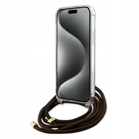 Guess Crossbody Cord 4G Print — etui do iPhone 15 Pro Max, brązowe