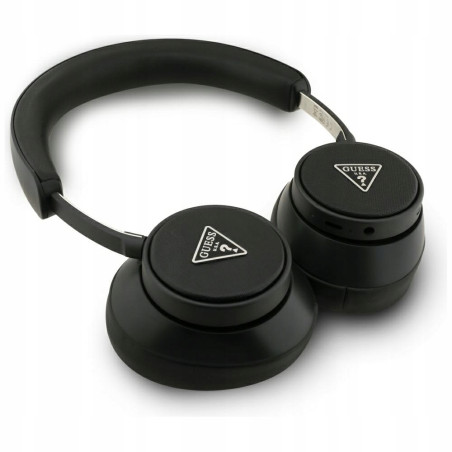 Słuchawki nauszne Guess Bluetooth ENC Saffiano Triangle Logo czarny
