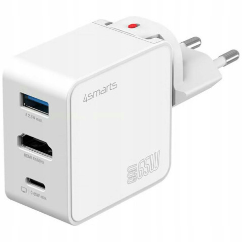 Ładowarka podróżna 4smarts Flex adapter Hub 65W GaN USB-C/USB-A/HDMI b