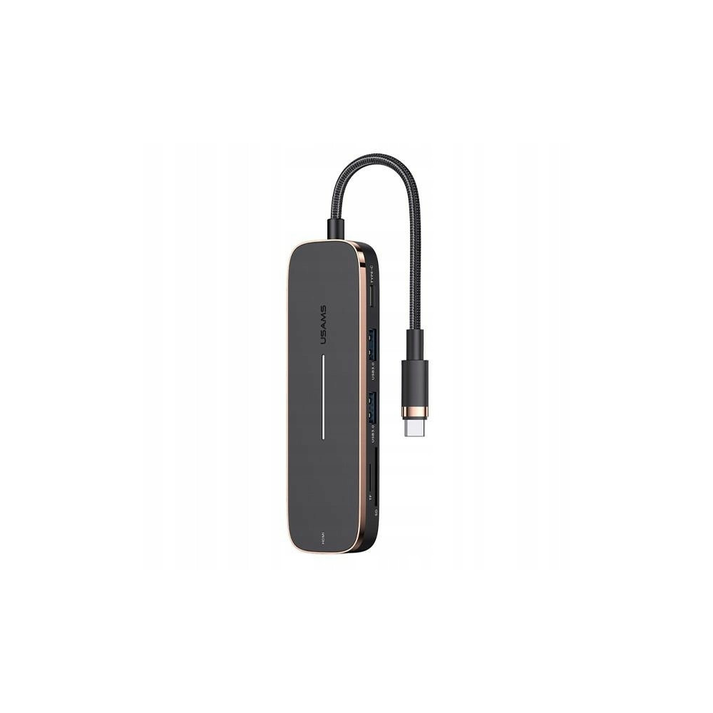USAMS Adapter HUB 2xUSB + USB-C + HDMI+ Micro SD+SD czarny/black SJ575