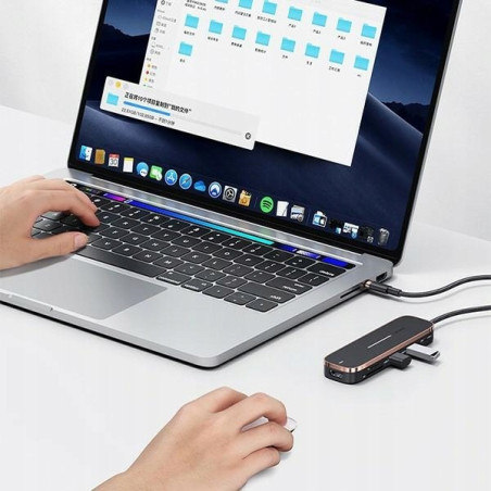 USAMS Adapter HUB 2xUSB + USB-C + HDMI+ Micro SD+SD czarny/black SJ575