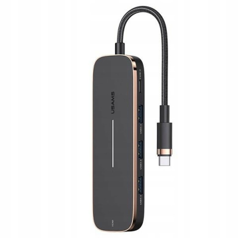 USAMS Adapter HUB 3xUSB + USB-C + HDMIczarny/black SJ578HUB01 (US-SJ57
