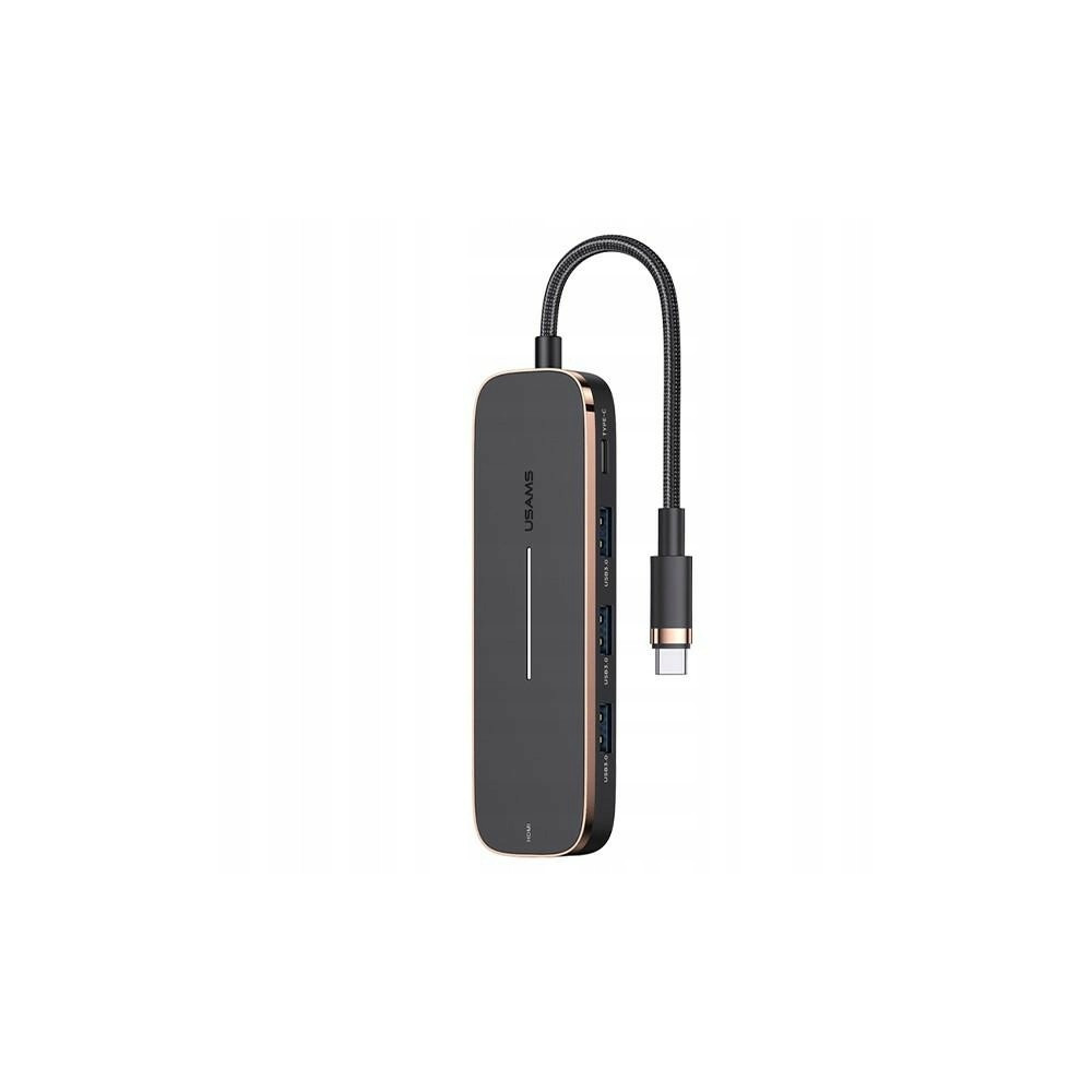 USAMS Adapter HUB 3xUSB + USB-C + HDMIczarny/black SJ578HUB01 (US-SJ57