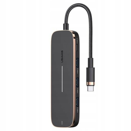 USAMS Adapter HUB 3xUSB + USB-C + HDMIczarny/black SJ578HUB01 (US-SJ57