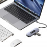 USAMS Adapter HUB 6w1 2xUSB 3.0/TF/SD/USB-C/HDMI PD100W szary/tarnish 