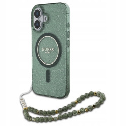 Guess MagSafe IML Glitter — etui do iPhone 16 Plus, zielony