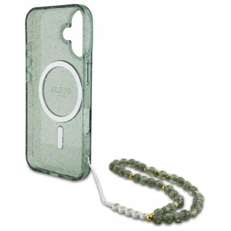 Guess MagSafe IML Glitter — etui do iPhone 16 Plus, zielony