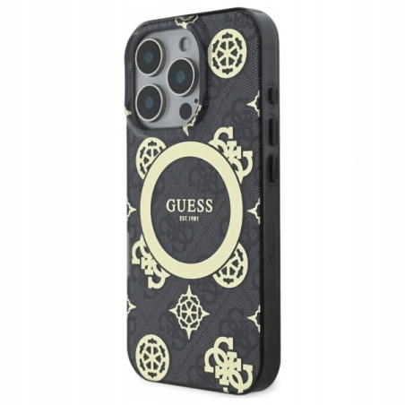 Guess MagSafe Peony On 4G — etui do iPhone 16 Pro, czarne