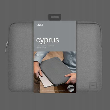 UNIQ torba Cyprus laptop Sleeve 16" szary/marl grey water-resistant ne