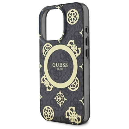 Guess MagSafe Peony On 4G — etui do iPhone 16 Pro, czarne