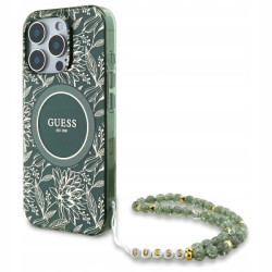 Guess MagSafe IML Flowers perłowy — etui do iPhone 16 Pro Max, zielone