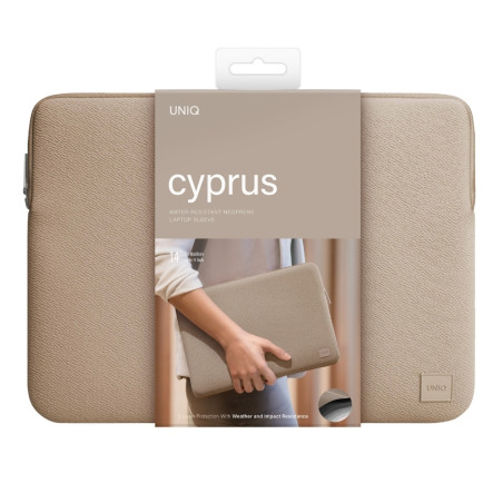 UNIQ torba Cyprus laptop Sleeve 14" nude brown water-resistant neopren