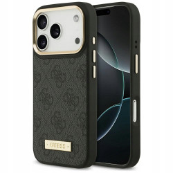 Guess MagSafe 4G Logo Plate — etui do iPhone 17 Pro, czarne