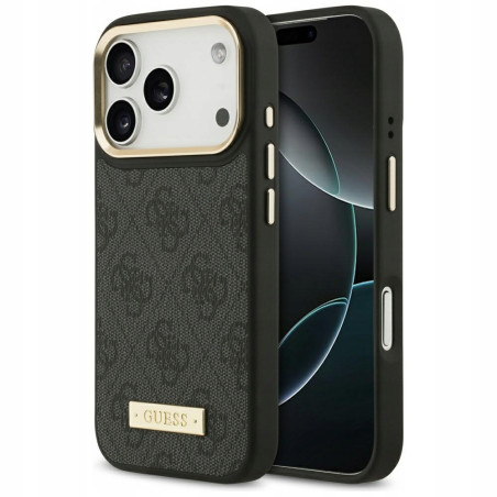 Guess MagSafe 4G Logo Plate — etui do iPhone 17 Pro, czarne