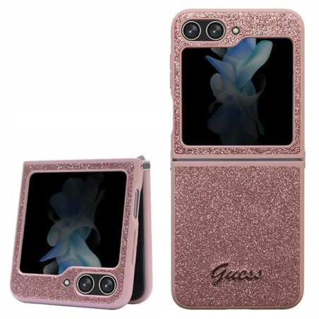 Guess Flip5 Glitter Script hardcase — etui do Samsung plecki, różowe