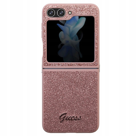 Guess Flip5 Glitter Script hardcase — etui do Samsung plecki, różowe