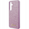 Guess Glitter Script brokatowe — etui do Galaxy S24, fioletowe
