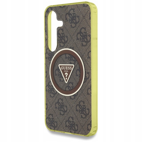 Guess MagSafe glitter guzikami — etui do Galaxy S25, brązowy