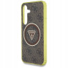 Guess MagSafe glitter guzikami — etui do Galaxy S25, brązowy