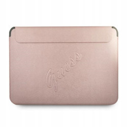Guess Pokrowiec do MacBook 13 Guess Saffiano Script różowy etui skórza