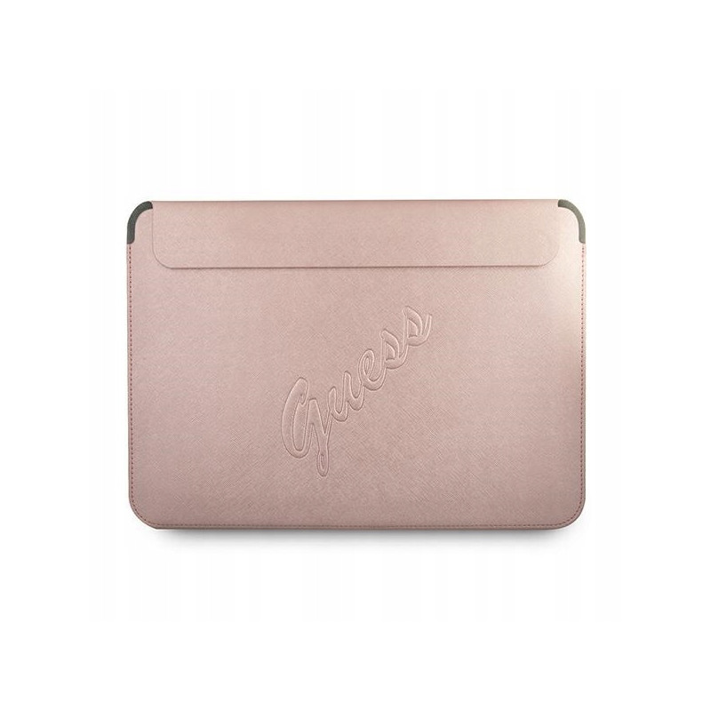 Guess Pokrowiec do MacBook 13 Guess Saffiano Script różowy etui skórza