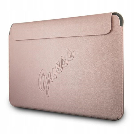 Guess Pokrowiec do MacBook 13 Guess Saffiano Script różowy etui skórza